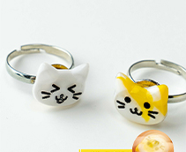 くるくる回る！レジン猫リング